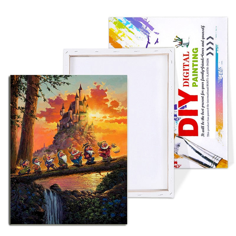 Seven Dwarfs Painting By Numbers Kit Landscape Diy Oil Acrylic Modern On Canvas Adult Set Decoration Art Coloring Picture Gift