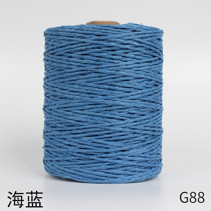1Roll=280M Natural Raffia Straw Yarn For Summer Hand Knit Crochet Hat HandBag Cushion Baskets Knitting Material Colorful Threads