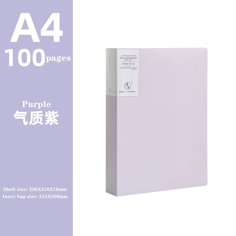 JIANWU A4 Morandi file bag 100 pages Data book Large capacity file folder  portfolio Office stationery