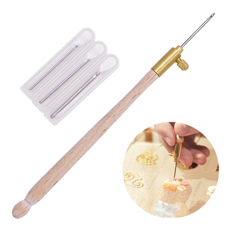 LMDZ Embroidery Punch Needle with 3 Needles Punch Pen  Embroidery Cross Stitch Craft Kit French Crochet for Sewing Knitting
