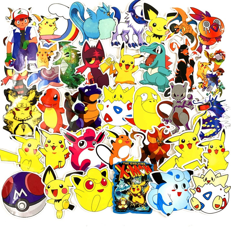 Funny joy pokemon toy graffiti sticker skateboard mobile phone autocollant tablet computer Pikachu stickers PVC pegatinas