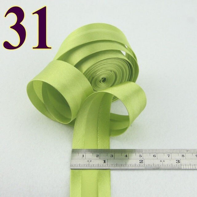25mm(1&quot;) satin bright ironed single fold polyester bias binding tape table cloth garment quilt craft sewing accessories