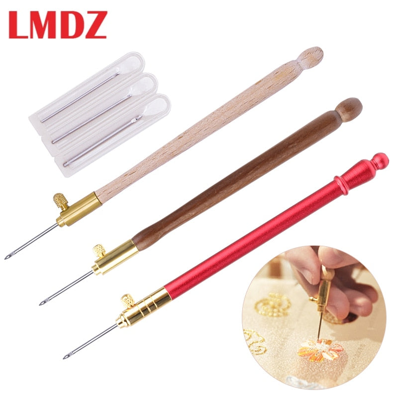 LMDZ Embroidery Punch Needle with 3 Needles Punch Pen  Embroidery Cross Stitch Craft Kit French Crochet for Sewing Knitting