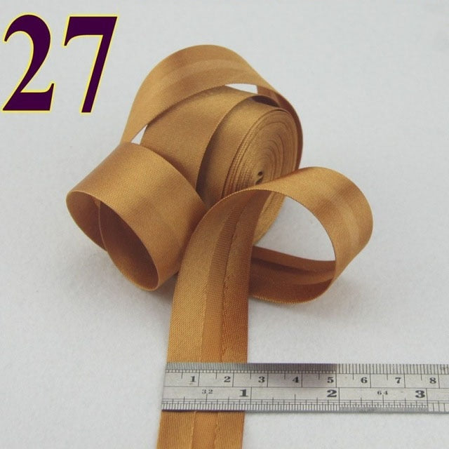 25mm(1&quot;) satin bright ironed single fold polyester bias binding tape table cloth garment quilt craft sewing accessories