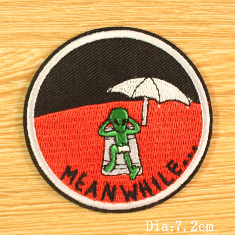 DIY Mountain Trave Embroidered Patches For Clothing Applique Iron on Patches On Clothes Space Patch Traveler Badges Stripes