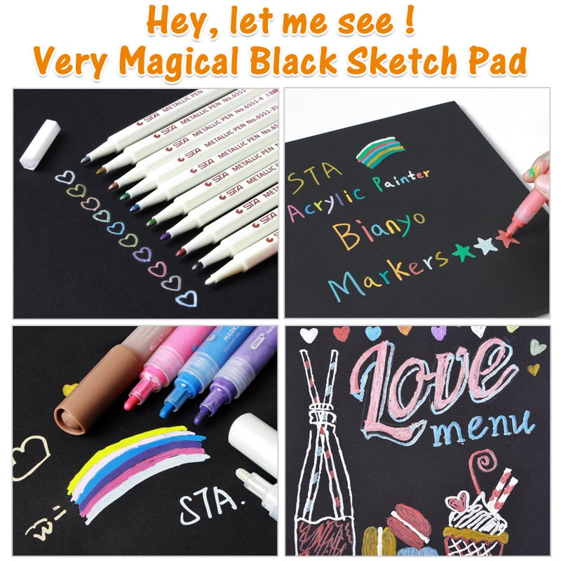 A4/A5 Black Sketch Book Diary for Drawing Painting Graffiti Soft Cover Black Paper Notebook Office School Supplies G