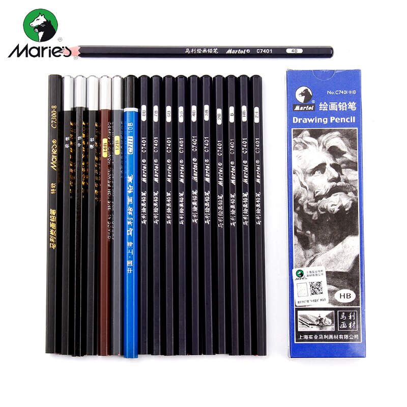 Maries Black Sketch Pencil for Drawing Painting HB 2H B 2B 3B 4B 5B 6B 7B 8B 10B 12B 14B Standard Pencil Stationery Art Supplies