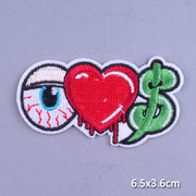 Japan Anime Cartoon Patches On Clothes Skull Heart Iron on Embroidered Patches For Clothing DIY Hippie Stripe Applique Badge diy