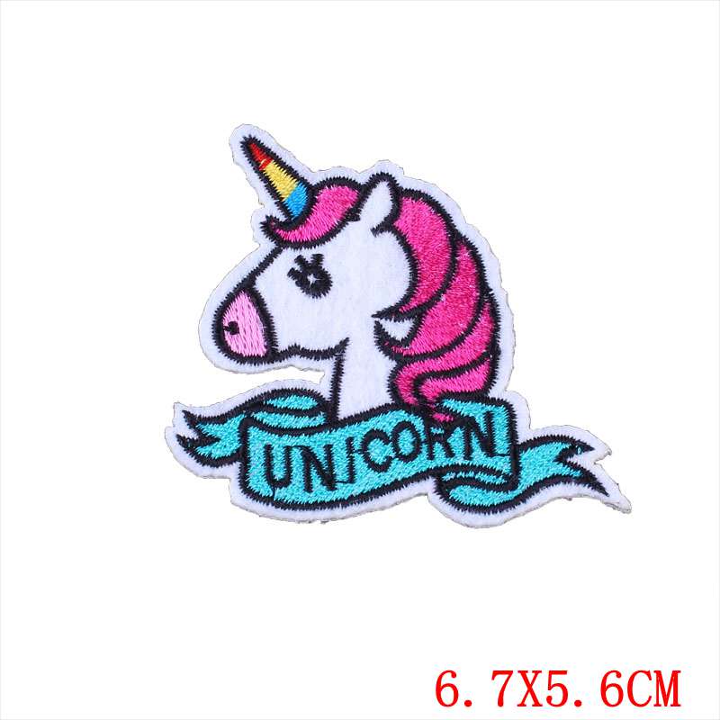 Prajna Hippie Unicorn Patches Embroidered Patches For Clothing DIY Magic Rainbow Stripes Iron On Patches For Kids Cloth Applique