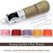 Leathercraft Sewing Stitching Awl Needle Tool Kit Handwork DIY Leather Shoe Repair Purses Wallets Clothes Craft Supplies Thread