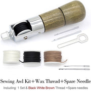 Leathercraft Sewing Stitching Awl Needle Tool Kit Handwork DIY Leather Shoe Repair Purses Wallets Clothes Craft Supplies Thread
