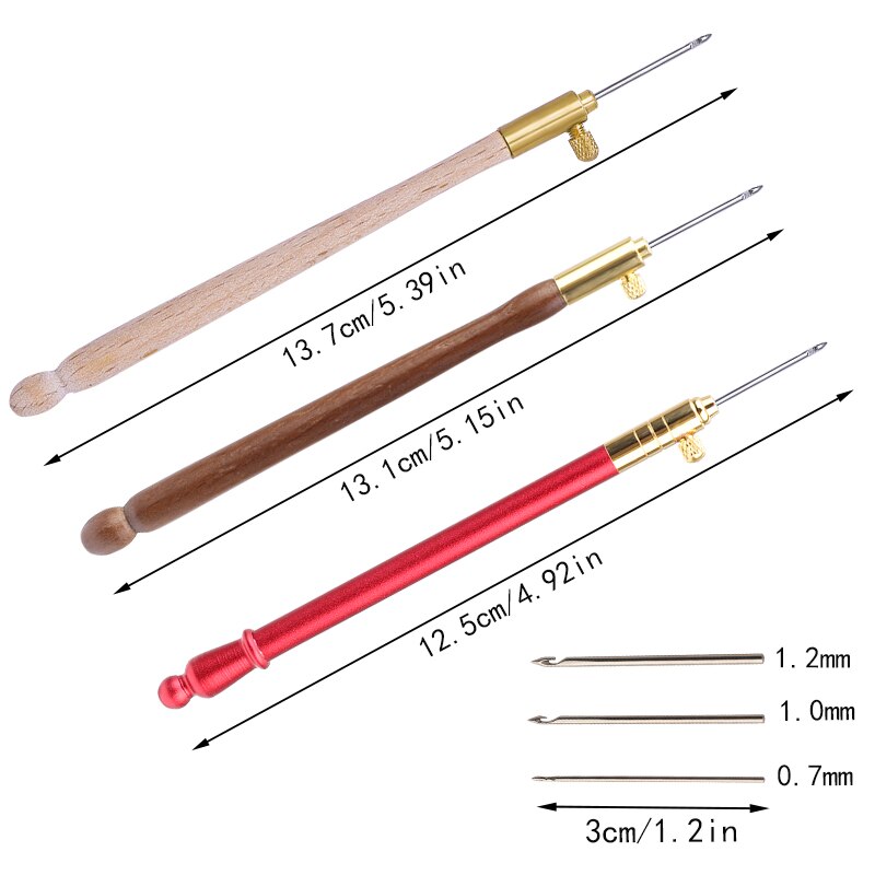 LMDZ Embroidery Punch Needle with 3 Needles Punch Pen  Embroidery Cross Stitch Craft Kit French Crochet for Sewing Knitting