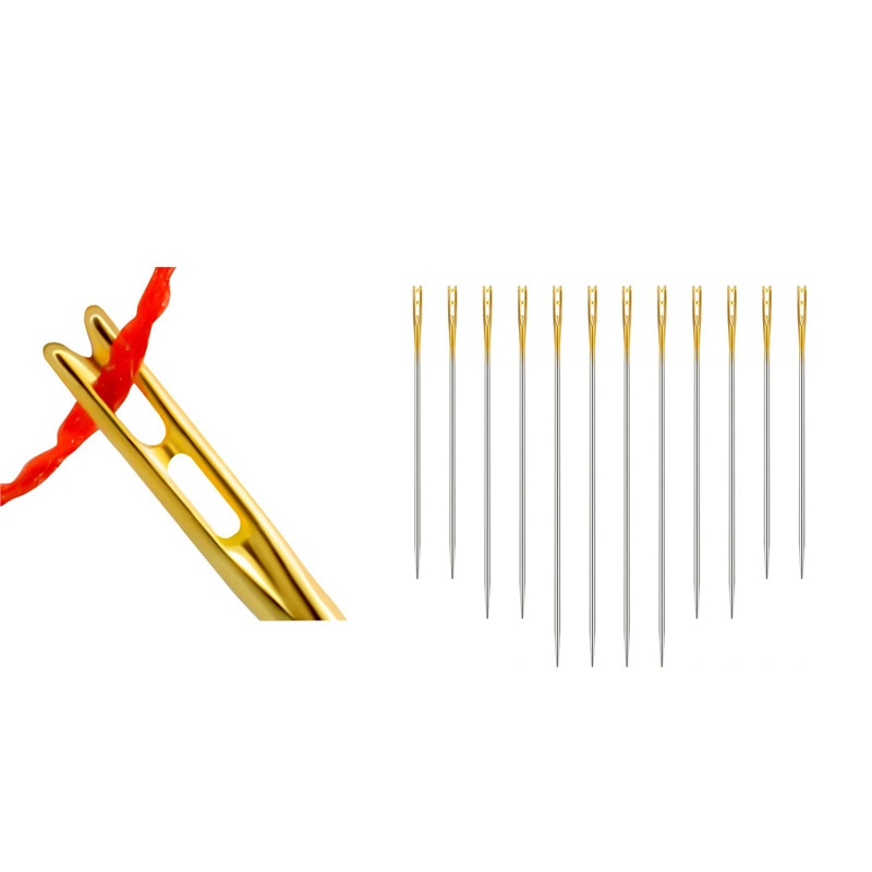 LMDZ 12/21/24PCS Elderly needle-side hole blind needle Needless Tail Side Opening Stainless Steel Hand Sewing Needless threading
