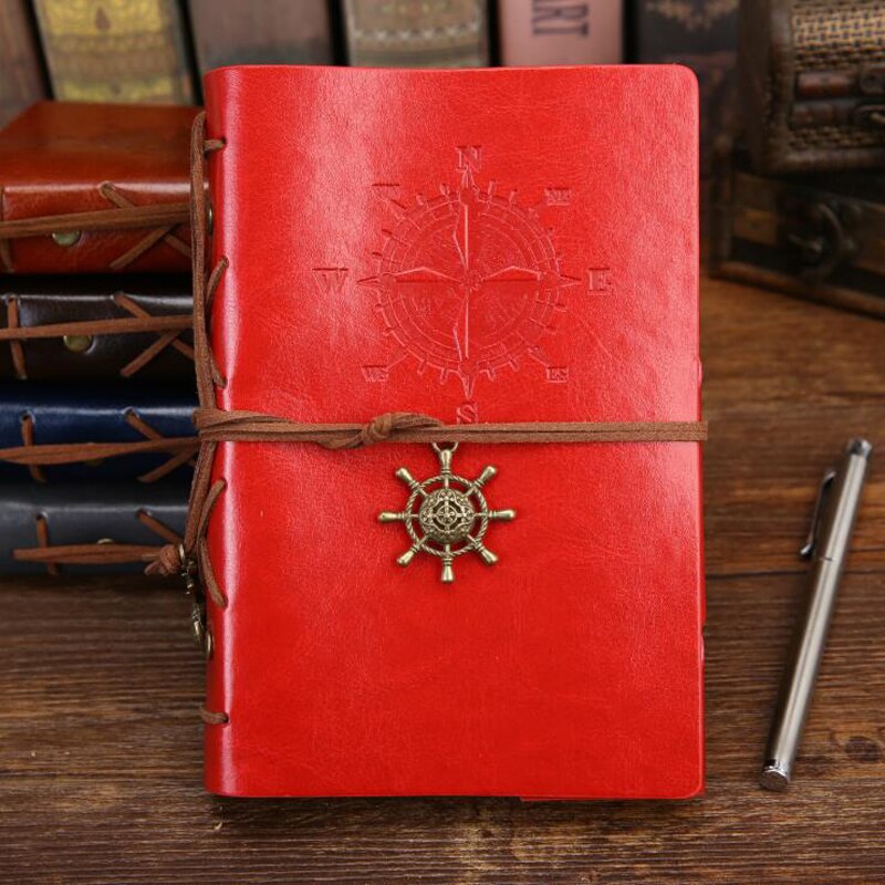 Retro Spiral Notebook Diary Notepad Vintage Pirate Anchors PU Leather Note Book Replaceable Stationery Gift Traveler Journal