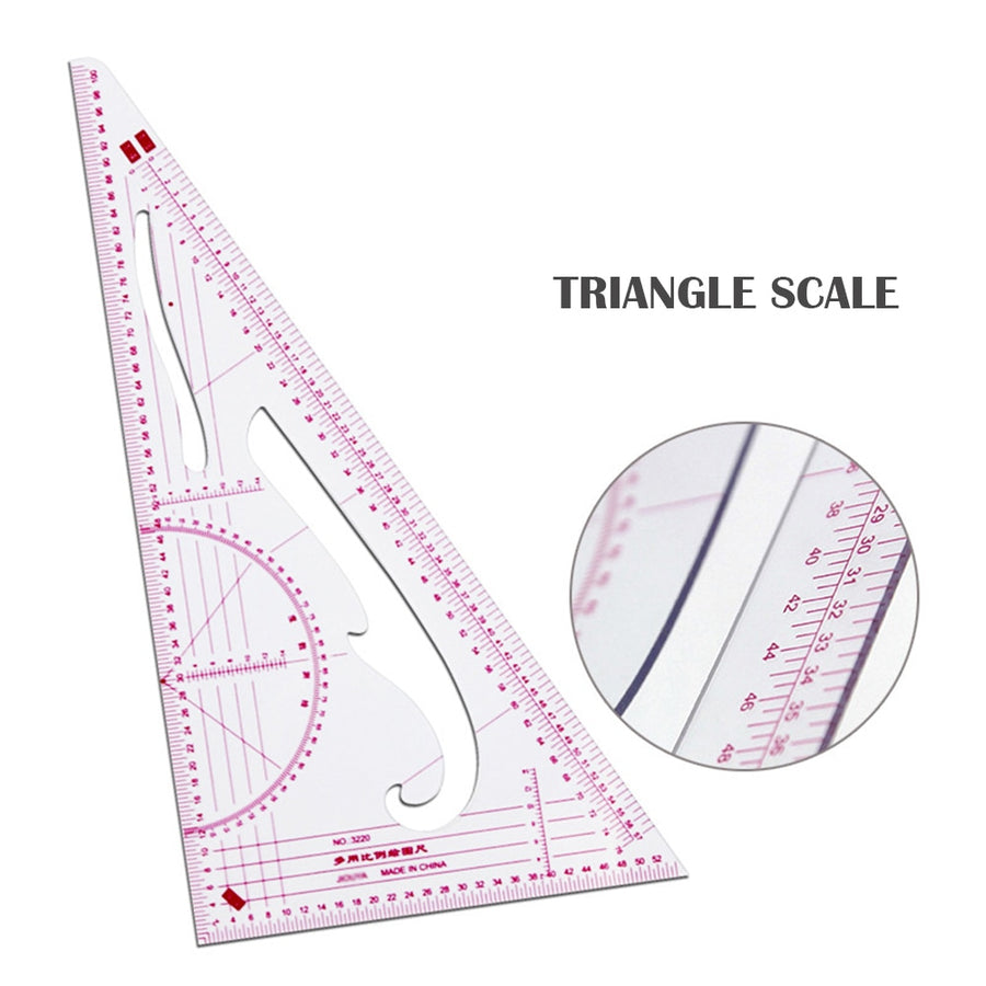 4Pcs Sewing Ruler Set Pattern Design Metric Ruler French Curve Pattern Grading Drawing Rules Paddle Whee Tailor Measuring Kit