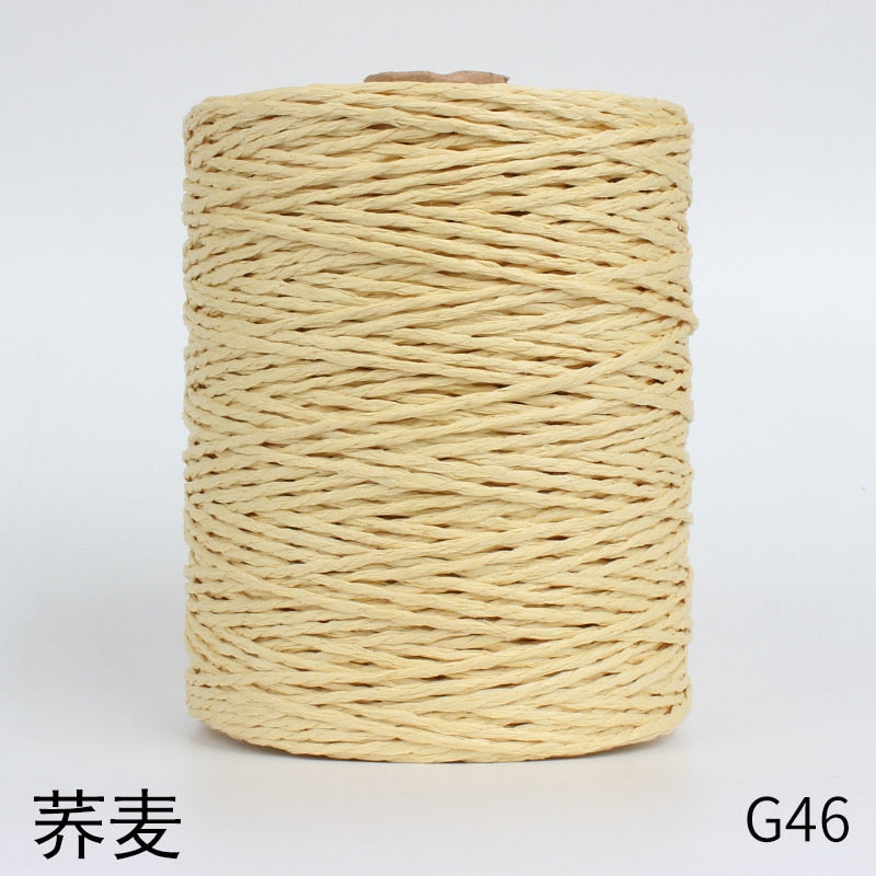 1Roll=280M Natural Raffia Straw Yarn For Summer Hand Knit Crochet Hat HandBag Cushion Baskets Knitting Material Colorful Threads