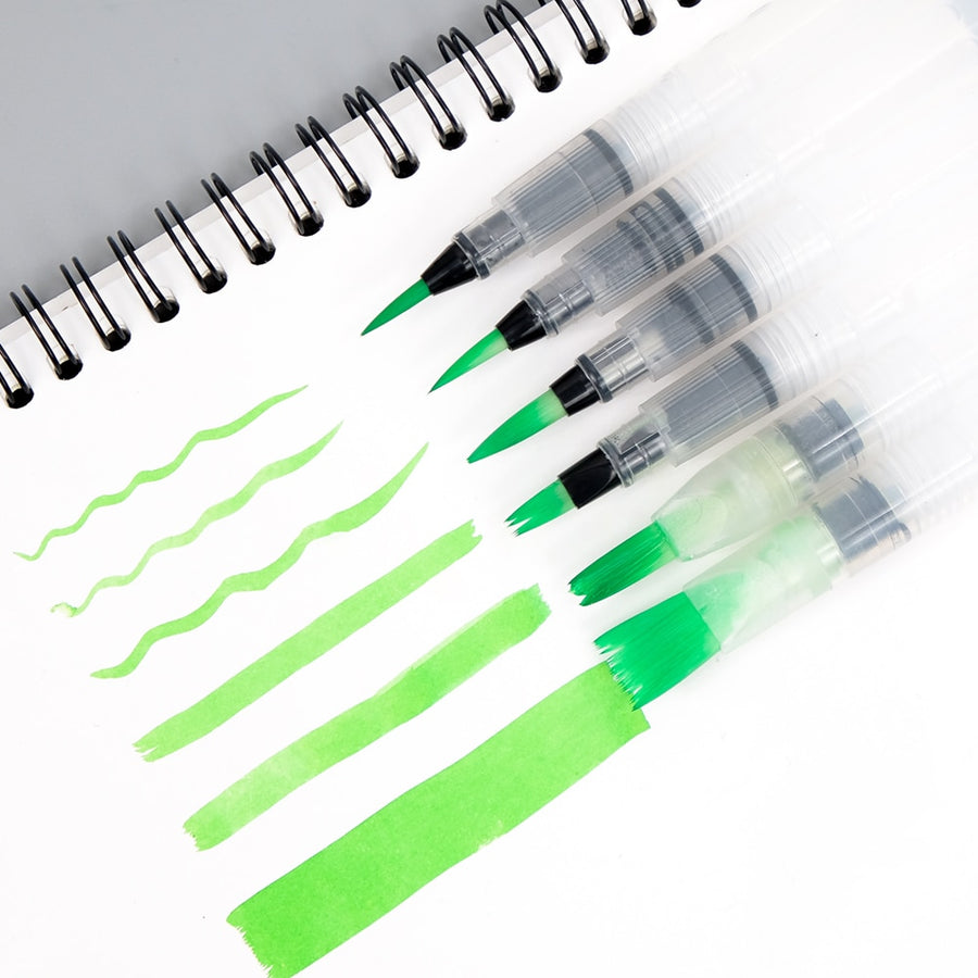 SeamiArt 6PCS Portable Paint Brush Water Color Brush Pencil Soft Watercolor Brush Pen for Beginner Painting Drawing Art Supplies