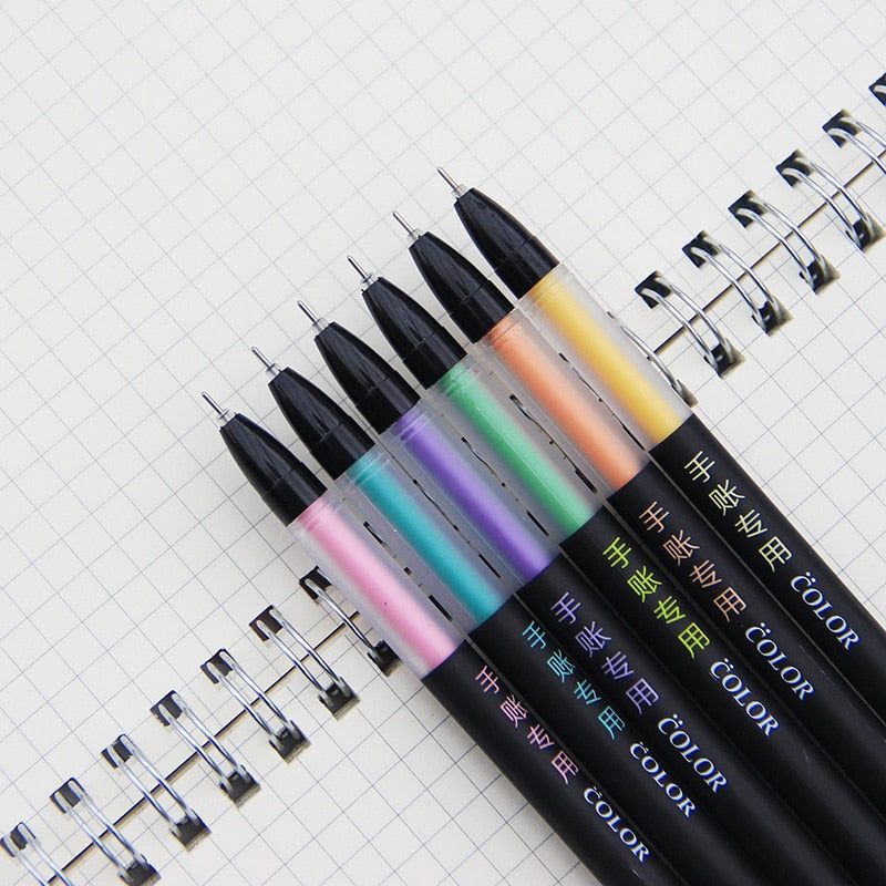 12 pcs/set Colorful Rainbow 0.5mm Fine Tip All Needle Gel Ink Pen for Scrapbooking Drawing Sketch Writing Supply Stationery
