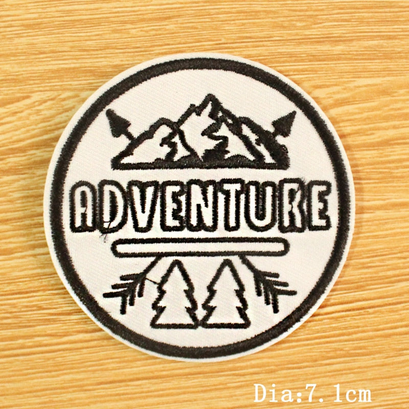 DIY Mountain Trave Embroidered Patches For Clothing Applique Iron on Patches On Clothes Space Patch Traveler Badges Stripes