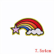 Prajna Hippie Unicorn Patches Embroidered Patches For Clothing DIY Magic Rainbow Stripes Iron On Patches For Kids Cloth Applique