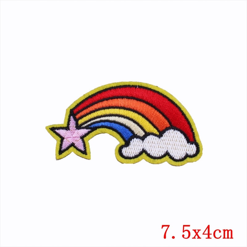 Prajna Hippie Unicorn Patches Embroidered Patches For Clothing DIY Magic Rainbow Stripes Iron On Patches For Kids Cloth Applique