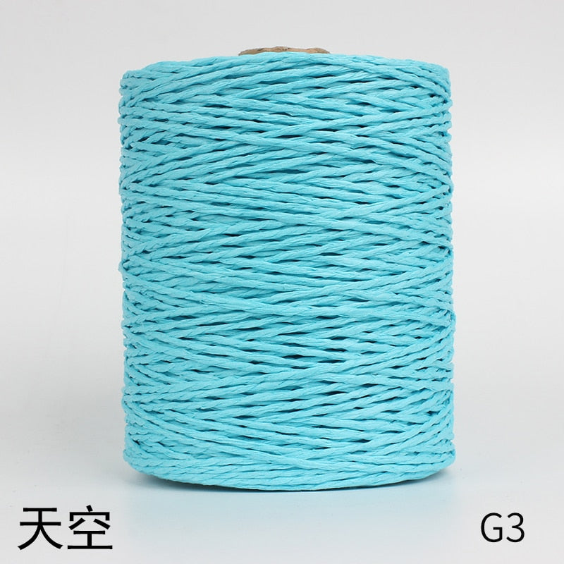 1Roll=280M Natural Raffia Straw Yarn For Summer Hand Knit Crochet Hat HandBag Cushion Baskets Knitting Material Colorful Threads