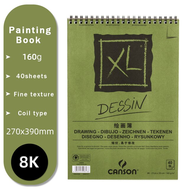 CANSON XL Series Creative Painting Book 16K/8K/A4/A3 Sketch/Marker/Acrylic/Watercolor/Pencil/Toner Stick Book Kraft Paper Book