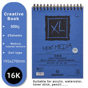 CANSON XL Series Creative Painting Book 16K/8K/A4/A3 Sketch/Marker/Acrylic/Watercolor/Pencil/Toner Stick Book Kraft Paper Book