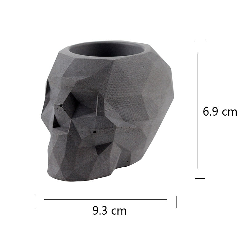 Silicone Mold for Concrete Succulent Planter Pot Cement Mould 3D Geometric Skull Mini Candle Vessels Form Home Decor Tool