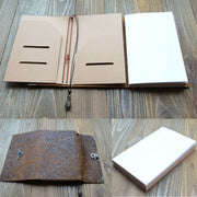Embossed Pattern Soft Leather Travel Notebook with Lock and Key Diary Notepad Paper for Business Sketching &amp; Writing