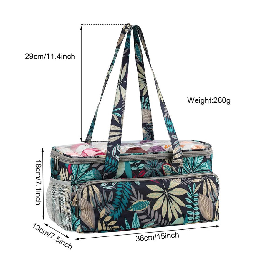 2020 Yarn Storage Bag With Maple Leaves Knitting Tote Bag Orange Square Bag for Thread Wool Yarn Crochet Hooks Knitting Needles