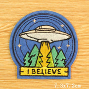 DIY Mountain Trave Embroidered Patches For Clothing Applique Iron on Patches On Clothes Space Patch Traveler Badges Stripes