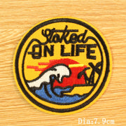 DIY Mountain Trave Embroidered Patches For Clothing Applique Iron on Patches On Clothes Space Patch Traveler Badges Stripes