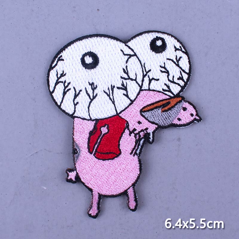 Japan Anime Cartoon Patches On Clothes Skull Heart Iron on Embroidered Patches For Clothing DIY Hippie Stripe Applique Badge diy