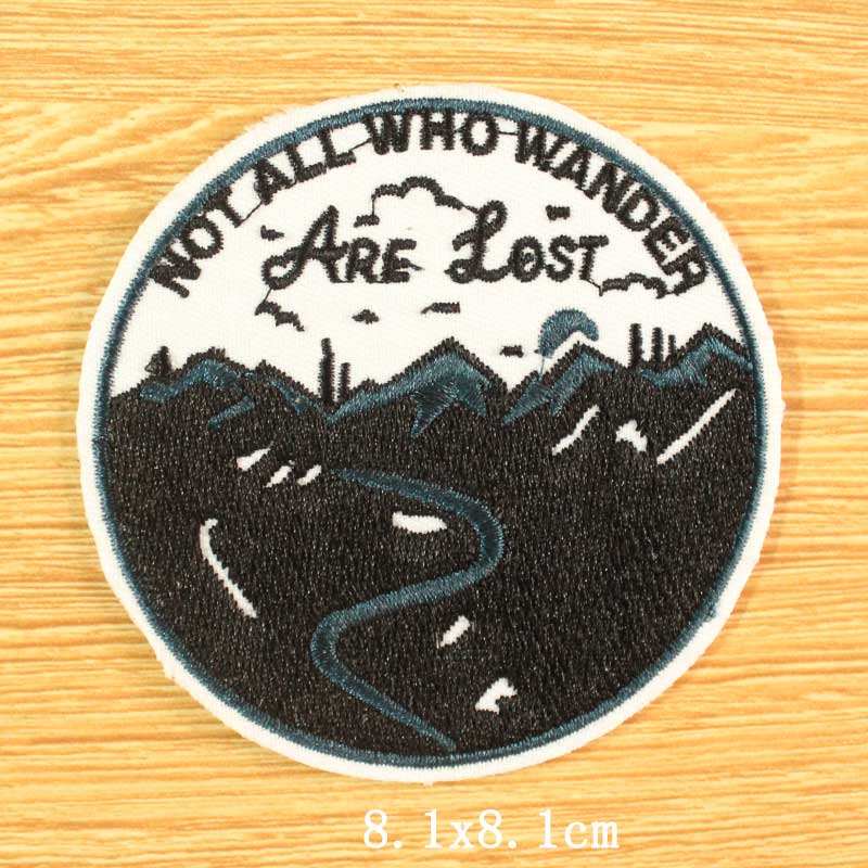 DIY Mountain Trave Embroidered Patches For Clothing Applique Iron on Patches On Clothes Space Patch Traveler Badges Stripes