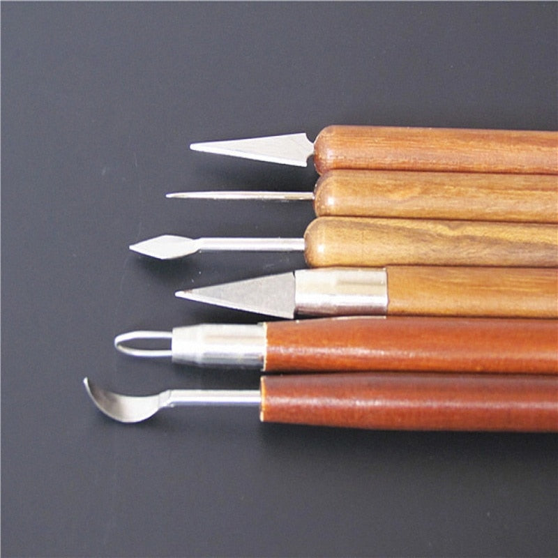 6 PCS/Set Pottery Ceramics Tools Polymer Clay Modeling Tool Wax Carving Sculpt Tools Set