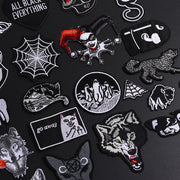 Fine Wolf Leopard Spider Web Patches Black Animal Pokers Rose Wolf Cat Appliques Iron On Bullet Tooth Clothes Jeans Badges