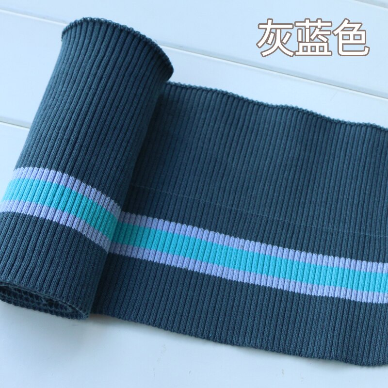 Buulqo 80cm Yarn Dyed Stripes Stretch Cuff DIY Cotton Knitted Fabric For Neckline Hem, Winter Jacket,Clothing Accessories Collar