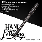 Premium 13pcs Micron Needle Drawing Line Pen Hand Lettering Pens Waterproof Pigment Sketch Markers Pen For Design Art Supplies