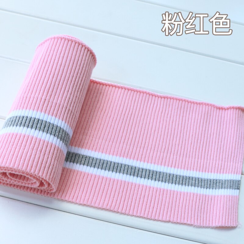 Buulqo 80cm Yarn Dyed Stripes Stretch Cuff DIY Cotton Knitted Fabric For Neckline Hem, Winter Jacket,Clothing Accessories Collar