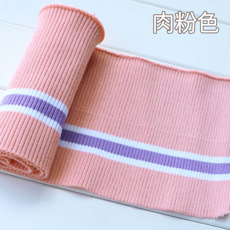 Buulqo 80cm Yarn Dyed Stripes Stretch Cuff DIY Cotton Knitted Fabric For Neckline Hem, Winter Jacket,Clothing Accessories Collar