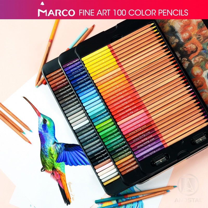 Andstal Marco Renoir 12/24/48/72/100/120 Colour Pencils Set Lapis De Cor Drawing Pencil Sketch Colored Pencils Art Supplies