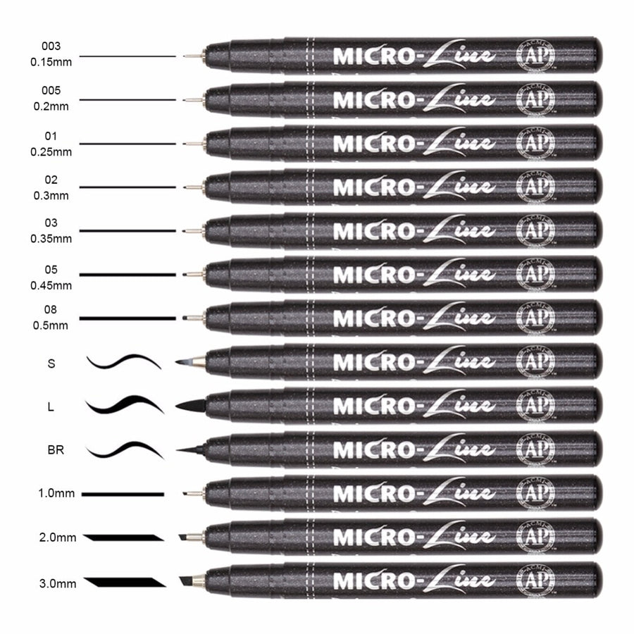 Premium 13pcs Micron Needle Drawing Line Pen Hand Lettering Pens Waterproof Pigment Sketch Markers Pen For Design Art Supplies