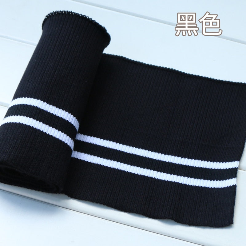 Buulqo 80cm Yarn Dyed Stripes Stretch Cuff DIY Cotton Knitted Fabric For Neckline Hem, Winter Jacket,Clothing Accessories Collar