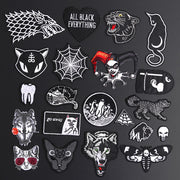 Fine Wolf Leopard Spider Web Patches Black Animal Pokers Rose Wolf Cat Appliques Iron On Bullet Tooth Clothes Jeans Badges