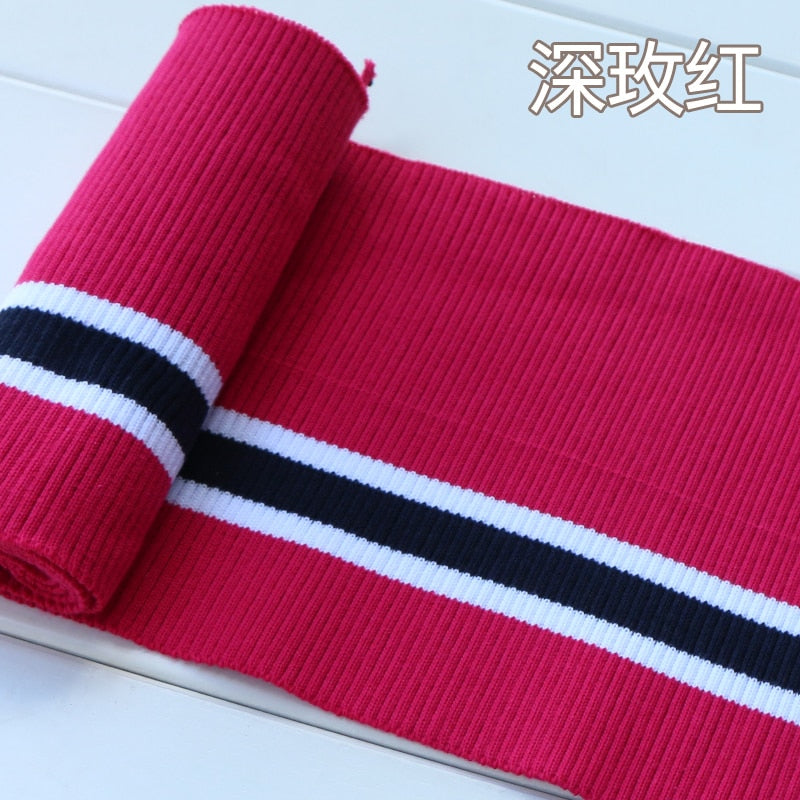 Buulqo 80cm Yarn Dyed Stripes Stretch Cuff DIY Cotton Knitted Fabric For Neckline Hem, Winter Jacket,Clothing Accessories Collar