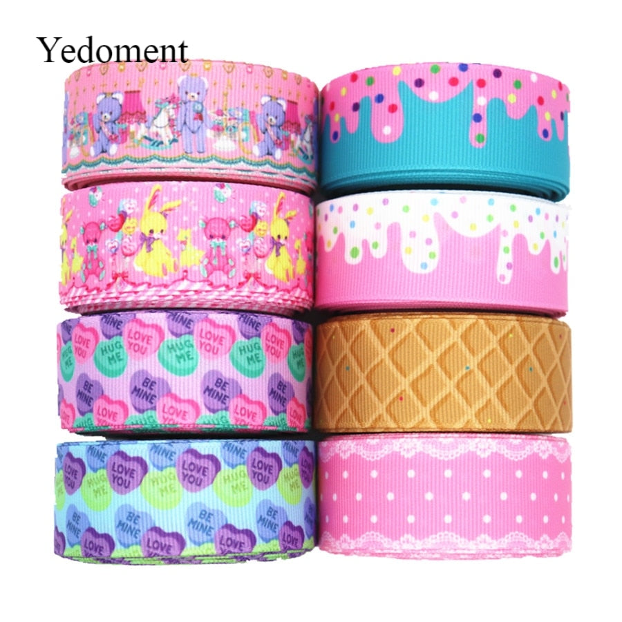 10 Yards Grosgrain Ribbon Geometric Printed Ribbon 1" 25MM For Hair Bows DIY Crafts Handmade Accessories M19040702