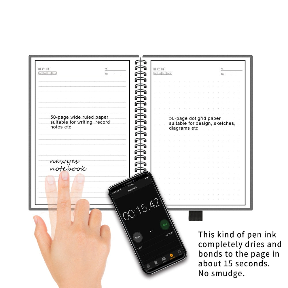A5 Smart Reusable Notebook Erasable Wirebound Notebook Cloud Storage App Paperless Waterproof Hardcover Diary Book Gifts