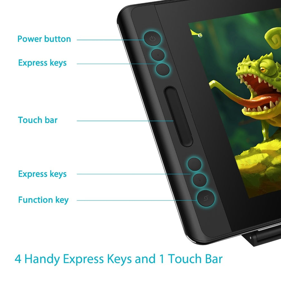HUION KAMVAS Pro 12 Digital Graphic Tablet Battery-Free Pen Display Drawing Tablet Monitor with Tilt Function AG Glass Touch Bar