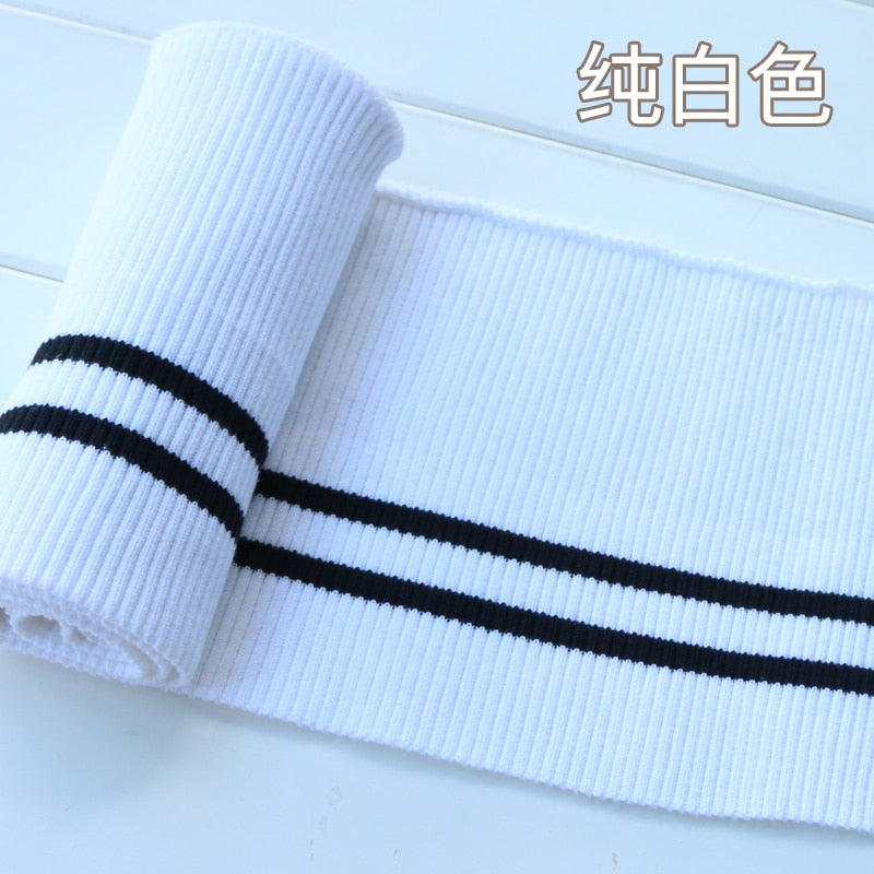 Buulqo 80cm Yarn Dyed Stripes Stretch Cuff DIY Cotton Knitted Fabric For Neckline Hem, Winter Jacket,Clothing Accessories Collar